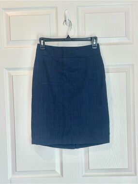 Banana Republic Navy Stretch Wool Pencil Skirt Petite 0P